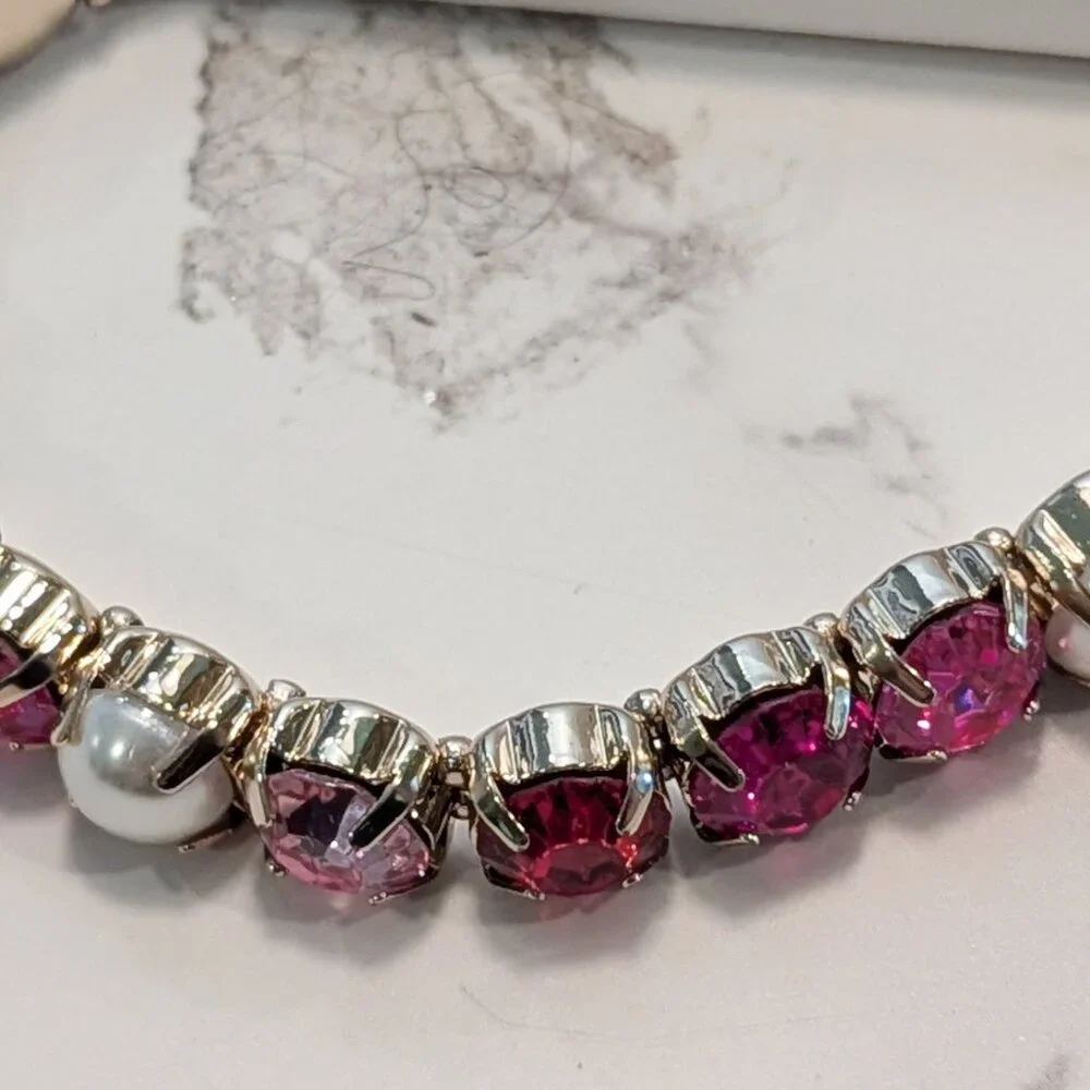 J.Crew Factory Crystal and Pearl Stretch Bracelet